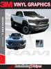 View of 2021-2024 Dodge Ram TRX Rebel Hood Decals 1500 Stripes Truck Vinyl Graphic 3M Stripe Package