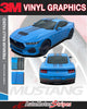 View of 2024-2025 Ford Mustang GT Racing Stripes Hood PREMIUM RALLY FADED Vinyl Graphics 3M Decals