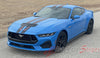 View of 2024-2025 Ford Mustang GT Racing Stripes Hood PREMIUM RALLY REDLINE Vinyl Graphics 3M Decals