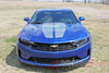 Detailed view of 2019-2024 Chevy Camaro Racing Stripes Rev Sport Rally Hood Decals Vinyl Graphics Kit