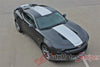 Detailed view of 2016-2018 Chevy Camaro Overdrive Center Wide Hood Roof Trunk Spoiler Rally Racing 3M Stripes Kit fits SS RS V6