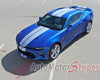 Detailed view of 2016-2018 Chevy Camaro Turbo Rally Bumper to Bumper 3M Racing Stripes Package