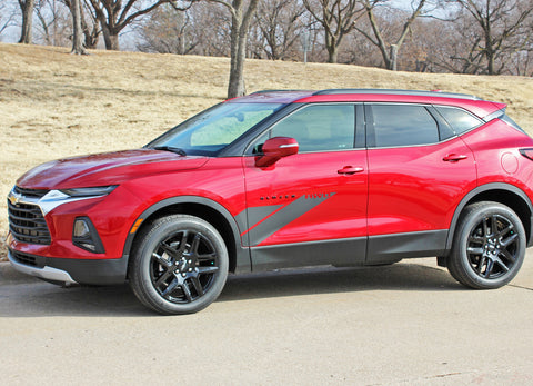 Detailed view of 2015-2025  Chevy Blazer SIDEKICK Stripes Side Door Decals Body Stripe 3M Vinyl Graphics Kit