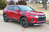 Passenger Side Front View of Detailed view of 2015-2025 Chevy Blazer TORCH Fender Stripes Side Hood Decals Stripe 3M Vinyl Graphics Kit