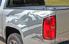 Detailed view of 2015-2022 Chevy Colorado ANTERO Rear Side Truck Bed Mountain Scene Accent Vinyl Graphics Stripes - Side Rear View Charcoal on Silver