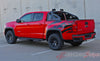 Detailed view of 2015-2022 Chevy Colorado ANTERO Rear Side Truck Bed Mountain Scene Accent Vinyl Graphics Stripes - Side Rear View Black on Red