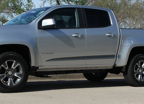 Detailed view of 2015-2022 Chevy Colorado RATON Lower Rocker Panel Accent Factory Bodyside Style Vinyl Graphics 3M Stripes Kit