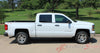 2013-2016 2017 Chevy Silverado Elite Truck Upper Side Body Pin Striping Accent Vinyl Graphics - Side Profile View Silver Metallic Color on White Paint