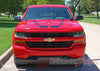 2016-2017 Chevy Silverado Flow Special Edition Rally Style Truck Hood Racing Stripes Side Door Vinyl Graphics Package - Front Hood View