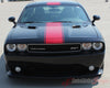 2011-2014 Dodge Challenger Finish Line Mopar Factory Style Redline Rallye Center Racing Vinyl Graphics - Front Hood View