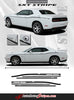 Detailed view of 2011-2023 Dodge Challenger SXT Side Stripe Factory Mopar OEM Style Body Line Side Door Panel Vinyl Graphics 3M Stripe Kit
