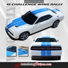 Detailed view of 2015-2023 Dodge Challenger Winged Rally Stripes 15 Mopar Factory Style Wide Hood Racing Vinyl Graphics 3M Decals Package