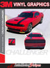 View of 2015-2023 Dodge Challenger Crush Rally Stripe 15 Offset Racing Vinyl Graphics 3M Decals Package