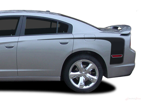 2011-2014 Dodge Charger Recharge Hockey Extended Quarter Panel Mopar Style Vinyl Graphics - Matte Black Silver Available