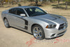 2011-2014 Dodge Charger C-Stripe Mopar Style Vinyl Graphic Racing Stripes - Matte Black on Silver Top View