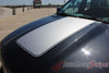 2009-2017 Dodge Ram Truck Hood Blackout Solid Center Accent Vinyl Graphic  - Center Hood View Silver Metallic Striping on Gloss Black Paint