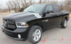 2009-2016 Dodge Ram Hash Marks Double Bar Truck Hood Fender Vinyl Graphic - Silver Metallic on Black Front View of Hood