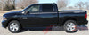 2009-2017 Dodge Ram Hustle Truck Hood Spears Spikes Side Pin Stripe Vinyl Graphic 3M Package - Driver Side View of Silver Metallic on Gloss Black Paint