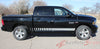 2009-2016 Dodge Ram Rocker Strobes Lower Door Truck Side Vinyl Graphic - Passenger Side View Silver Metallic on Black Paint