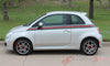 Detailed view of 2007-2020 Fiat 500 Italian Gucci Red Green Flag Upper Door Accent Stripes Vinyl Graphic Kit
