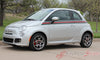 Detailed view of 2007-2020 Fiat 500 Italian Gucci Red Green Flag Upper Door Accent Stripes Vinyl Graphic Kit