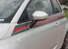 Detailed view of 2007-2020 Fiat 500 Italian Gucci Red Green Flag Upper Door Accent Stripes Vinyl Graphic Kit