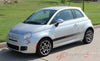 Detailed view of 2007-2020 Fiat 500 Rocker Strobes Lower Door Rocker Accent 3M Stripes Vinyl Graphic Kit