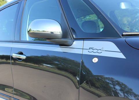Detailed view of 2014-2020 Fiat 500L Sidekick Upper Body Door Accent 4-Door Stripes Vinyl Graphic Kit
