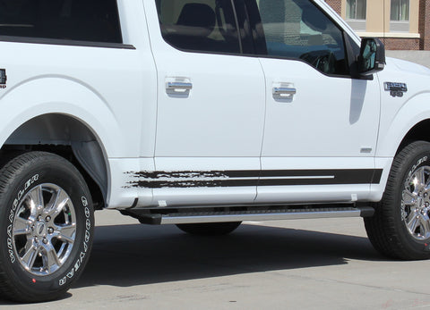 Detailed view of 2015-2020 Ford F-150 Breakup Rocker Lower Rocker Stripes Vinyl Decal Graphics