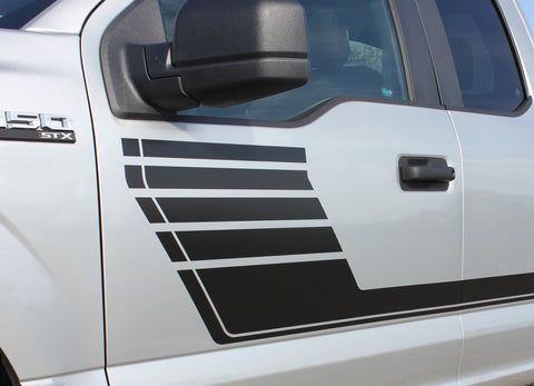 Detailed view of 2015-2020 Ford F-150 Speedway Special Edition Lead Foot Stripes Hockey Decals Vinyl Graphic 3M