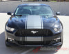 2015-2017 Ford Mustang Super Snake Contender Mohawk Center Wide Racing Rally Stripes Vinyl Graphics 3M Decal - Front View