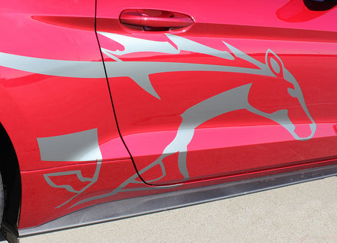 Detailed view of 2015-2017 Ford Mustang Pony Steed Horse Outline Side Stripes Vinyl Graphics 3M Decals