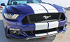 2015 2016 2017 Ford Mustang Stallion 10" Wide Lemans Factory Style Racing Rally Stripes Vinyl Graphics - Front Bumper View
