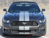 Detailed view of 2015-2017 Ford Mustang Stallion Slim 7" Inch Wide Racing and Rally Stripes Vinyl Graphics - Front Hood View