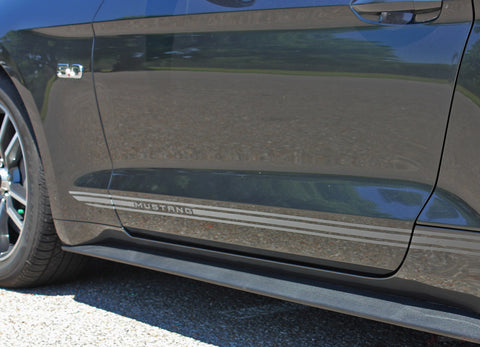 Detailed view of 2015-2017 Ford Mustang Fade Faded Triline Rocker Stripes Lower Door Panel Vinyl Graphic 3M Decals