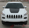 View of 2014-2024 Jeep Cherokee T-Hawk Factory OEM Style Center Hood Blackout Vinyl Decal Graphic Stripes