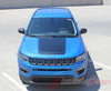 Detailed view of 2017-2025 Jeep Compass Hood Stripes Vinyl Graphics Decals Accent 3M Bearing