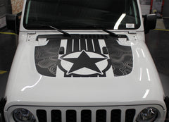 Detailed view of 2021-2025 Jeep Gladiator Star Hood Decal JOURNEY DIGITAL Hood Vinyl Graphic Stripes Kit