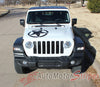 Detailed view of 2021-2025 Jeep Gladiator Legend Hood Star Decal OEM Factory Style Hood Blackout Vinyl Graphic Stripes