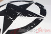 Detailed view of 2021-2025 Jeep Gladiator Legend Hood Star Decal OEM Factory Style Hood Blackout Vinyl Graphic Stripes