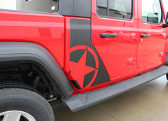 Detailed view of 2021-2025 Jeep Gladiator Omega Side Star Decal OEM Factory Style Body Vinyl Graphic Stripes Kit