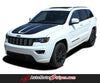 Detailed view of 2011-2021 Jeep Grand Cherokee Trailhawk Hood Decal TRAIL Center Blackout Vinyl Graphic Stripes
