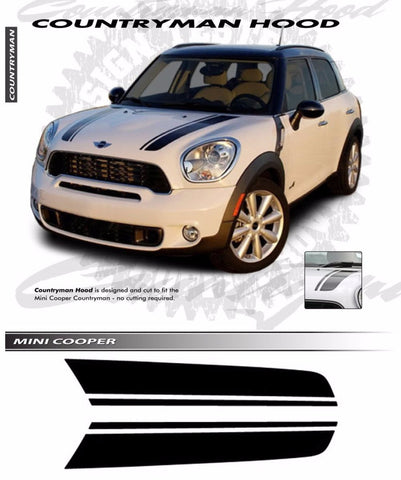 2009-2017 Mini Cooper COUNTRYMAN Hood Racing Stripes Vinyl Graphics 3M Decal Striping