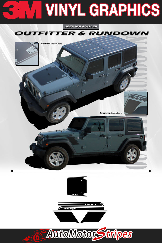 Jeep Wrangler RUNDOWN vinyl graphic and striping packages, brand new from AutoMotorStripes!