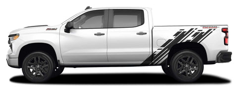 Detailed view of 2019-2026 Chevy Silverado Stripes DITHER Decals Body Door 3M Vinyl Graphics Kit