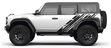 Detailed view of 2021-2026 Ford Bronco Stripes DITHER Side Body Door Accent Decals Vinyl Graphics Kits 3M