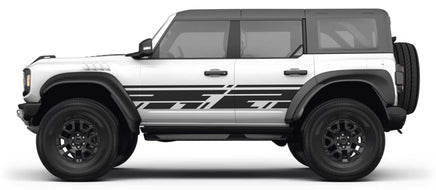 Detailed view of 2021-2026 Ford Bronco Stripes DITHER Side Body Door Accent Decals Vinyl Graphics Kits 3M