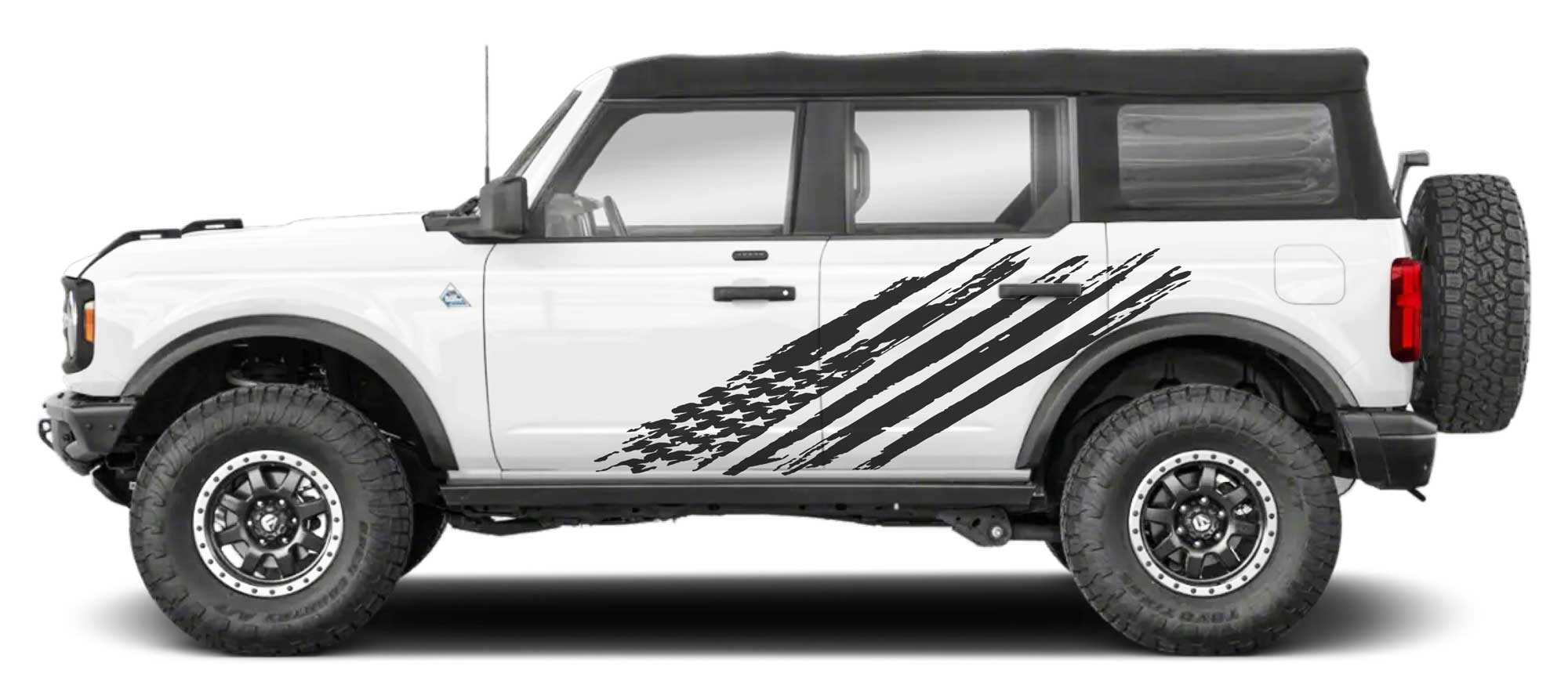 Matte Black Upper Door Line Stripes Decal For Ford Bronco 4-Door 2021-2023 (2 Pieces)