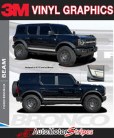 Details of 2021-2026 Ford Bronco Side Stripes Full Size BEAM Door Accent Decals Vinyl Graphics Kits 3M