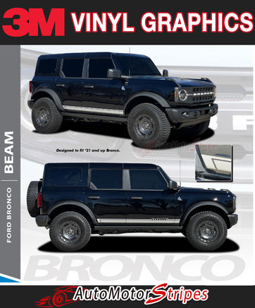 Details of 2021-2026 Ford Bronco Side Stripes Full Size BEAM Door Accent Decals Vinyl Graphics Kits 3M